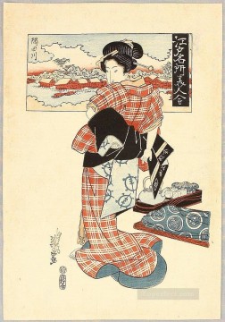  sumida Works - beauty and sumida river edo meisho bijin awase 1820 Keisai Eisen Ukiyoye